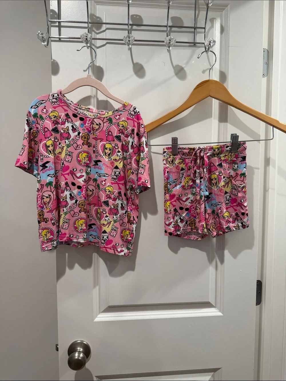 Girls bamboo Barbie Pink Shorts Daywear Set size 4T NWT